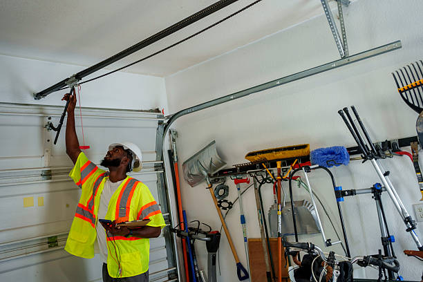 Professional Garage Door Roller Replacement technician working in Concord, NC